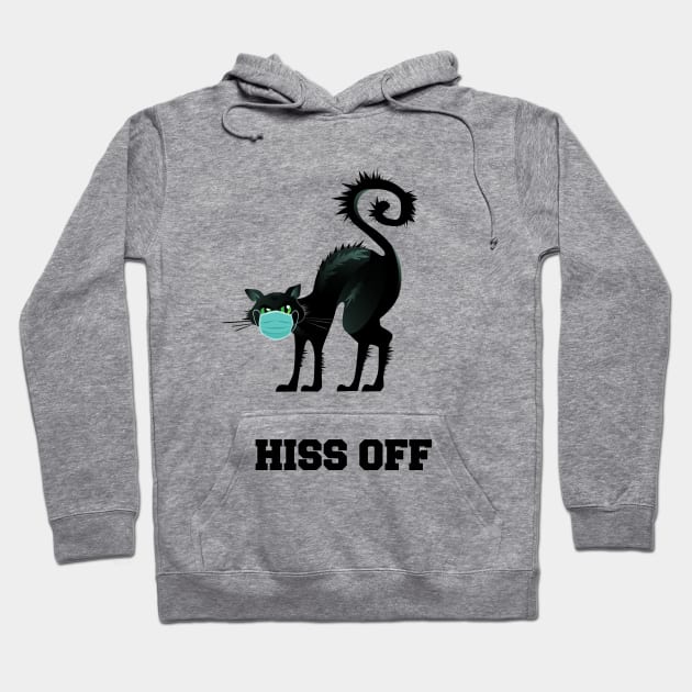 Hiss Off Black Cat with Face Mask Hoodie by AwesomeDesignArt